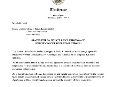 Bu ştatın senatı erməni lobbisinin qətnaməsini rədd etdi 