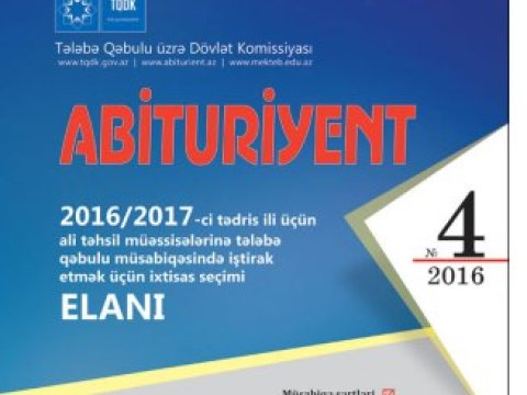 İxtisas seçimi üçün “Abituriyent” jurnalının 4 sayı gələn həftə çıxacaq   