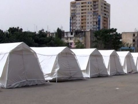 Nazirlik evsiz sakinlər üçün çadırlar qurdu