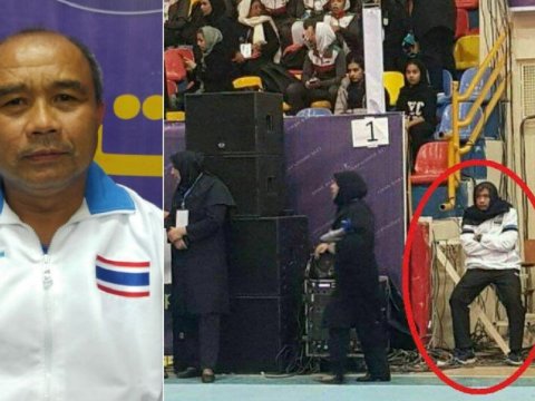 Kişi baş məşqçi salona hicabla daxil oldu -  İRANDA - FOTO  