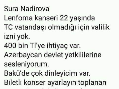 Türk müğənnidən xərçəngdən əziyyət çəkən azərbaycanlıya DƏSTƏK
