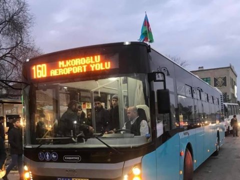 Binə qəsəbəsinə 12 metrlik avtobuslar xəttə buraxıldı - FOTO