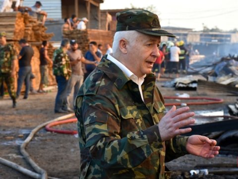 General Etibar Mirzəyev yanğın yerində - VİDEO