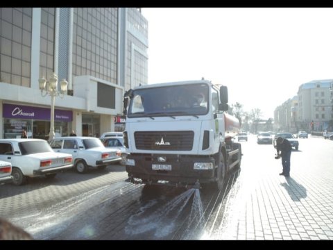 Gəncə dezinfeksiya olunur - FOTOLAR