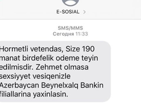 Bu SMS-dən sonra 190 manatı ala bilərsiz