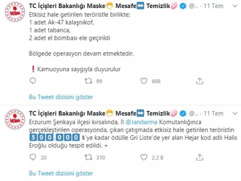 Türkiyədə və İraqın şimalında PKK-ya qarşı əməliyyatlar