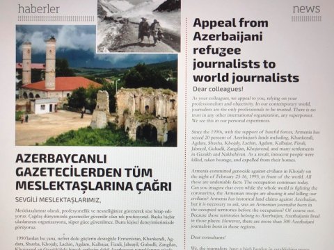 Azərbaycanlı qaçqın-köçkün jurnalistlərin dünya jurnalistlərinə müraciəti yayıldı   