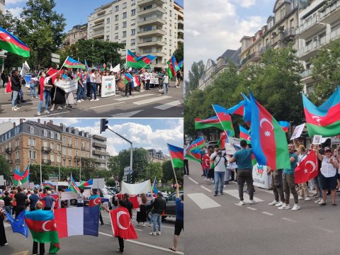 Azərbaycanlılar Avropa Şurasının qarşısında yürüş etdilər