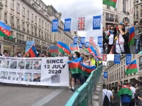 Azərbaycanlılar Britaniya parlamenti qarşısında izdihamlı aksiya keçirdi