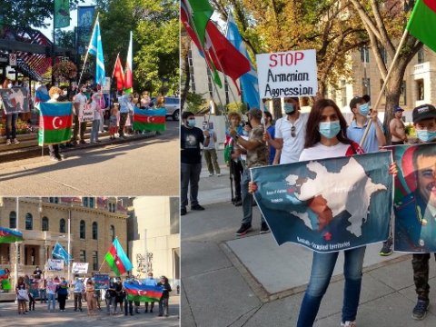 Kanadanın Kalqari şəhərinin mərkəzində Azərbaycanın dövlət bayrağı ucaldılıb