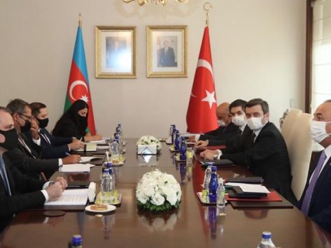 Azərbaycan və Türkiyə XİN başçılarının geniş tərkibli görüş keçirilib - FOTO