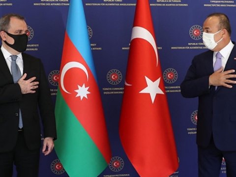 Ceyhun Bayramov və Mövlud Çavuşoğlunu görüşündən MARAQLI ANLAR - VİDEO