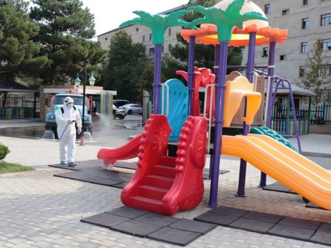 Naftalanda uşaq bağçasının fəaliyyətə başlaması ilə bağlı hazırlıq işləri görülür - FOTO  