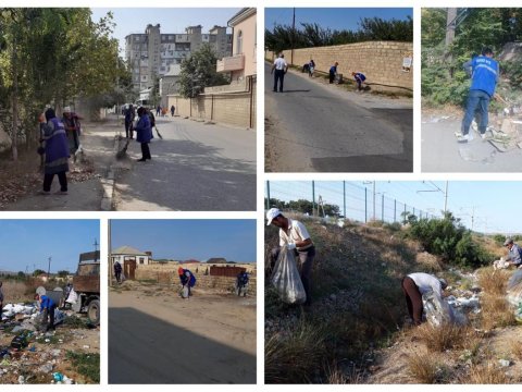Binəqədi rayonun ərazisində təmizlik işləri davam edir