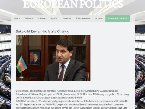 Bakı İrəvana son şans verir - “EU Politics”