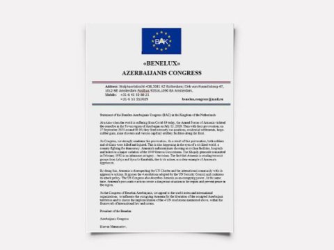 Benilüks Azərbaycanlıları Konqresindən düşmənin hərbi təxribatları ilə bağlı BƏYANAT