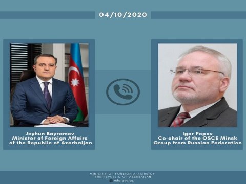 Ceyhun Bayramov Minsk Qrupunun rusiyalı həmsədri ilə telefonla danışdı