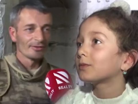 Ön cəbhədə döyüşən atadan 7 yaşlı Xədicəyə təbrik - VİDEO