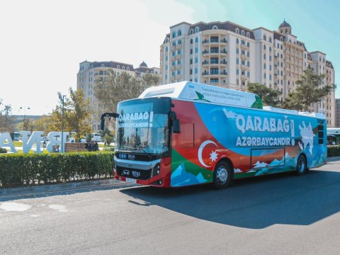 Agentlikdən orduya dəstək - avtobuslar bayrağa büründü  