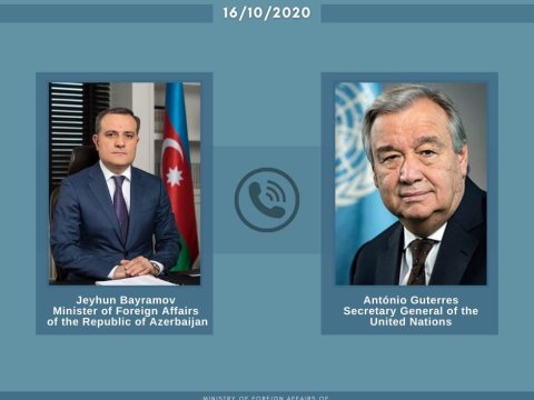 Ceyhun Bayramov BMT Baş katibi ilə cəbhədəki vəziyyətdən danışdı