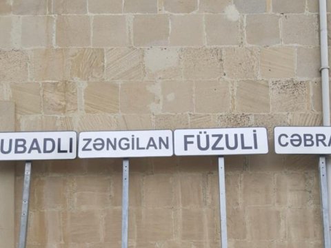Yol polisi işğaldan azad olunmuş rayonlara nişan quraşdırmağa başlayır - FOTO