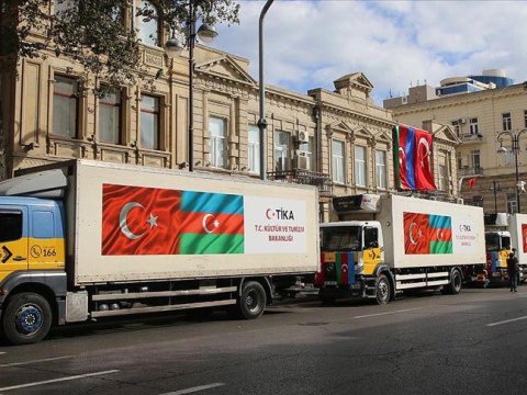 TİKA Azərbaycanın cəbhə bölgəsinə ərzaq yardımı göndərdi