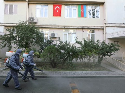 Bakının küçələri yenidən dezinfeksiya edilir - FOTOLAR