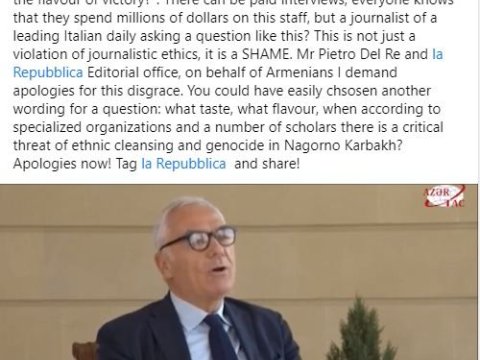 İtaliyalı jurnalist erməni lobbisinin təhqiramiz hücumuna məruz qalır