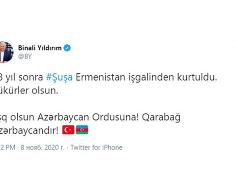 Eks baş nazir: “Şuşa erməni işğalından xilas oldu, şükürlər olsun”