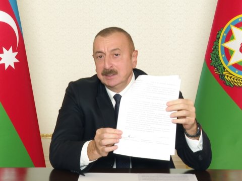İlham Əliyev: “Paşinyan məcbur olub bu bəyanata öz imzasını atır”