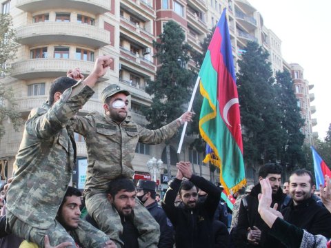 Qələbə sevincini yaşayan Gəncə - FOTOLAR