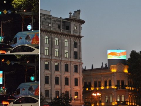 Tbilisidəki iri lövhələrdə Azərbaycan bayrağı nümayiş etdirilib