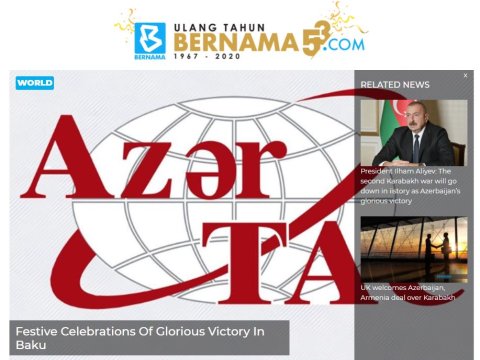 BERNAMA-da Bakıda şanlı Qələbə təntənəsi barədə məlumat yayılıb