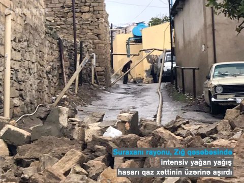 Suraxanıda hasar aşdı, qaz xətti zədələndi - FOTO