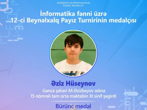 Gəncə məktəblisi beynəlxalq yarışda bürünc medal qazandı!