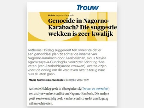 Diaspor rəhbəri niderlandlı antropoloqa tarixi faktlarla tutarlı cavab verib