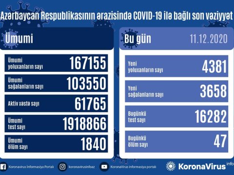 4381 yoluxma, 3658 sağalma, 47 ölüm