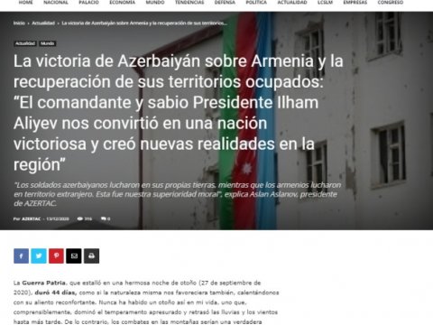Çilinin “Infogate” agentliyi Qarabağ Zəfəri barədə AZƏRTAC-ın məqaləsini yaydı
