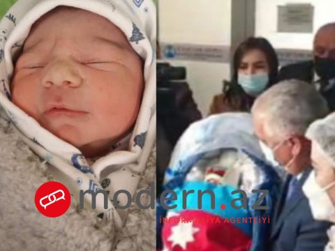 Yeni doğulan körpə xəstəxanadan şəhid atasının üstünə aparıldı - FOTO+VİDEO