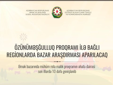 Özünüməşğulluq proqramı ilə bağlı regionlarda araşdırma aparılacaq