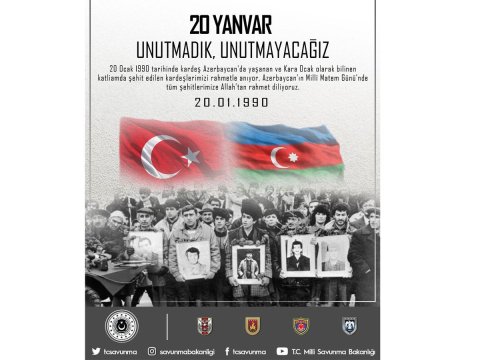 Türkiyənin Milli Müdafiə Nazirliyindən 20 Yanvarla bağlı paylaşım