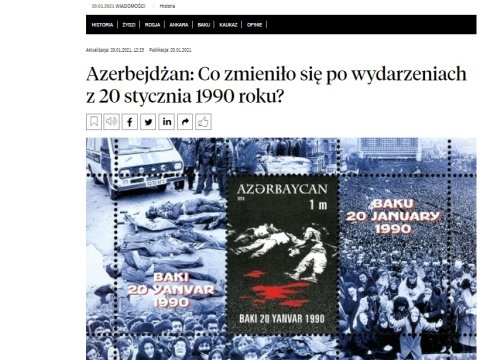 Polşanın nüfuzlu qəzetində 20 Yanvardan yazıldı
