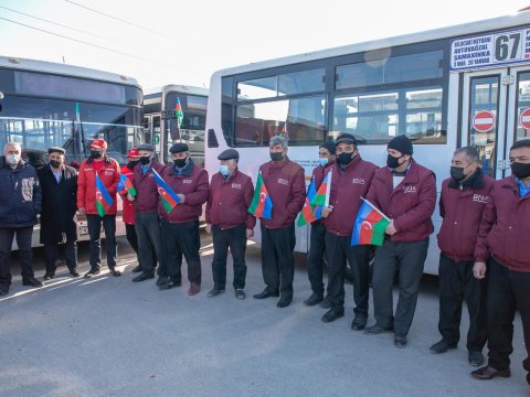 Müharibədən qayıdan sürücülərlə görüş keçirilib - FOTOLAR