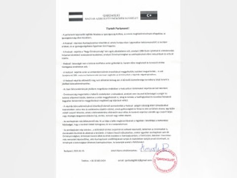 Macarıstan hökumətinə Xocalı soyqırımı ilə bağlı bəyanat ünvanlanıb