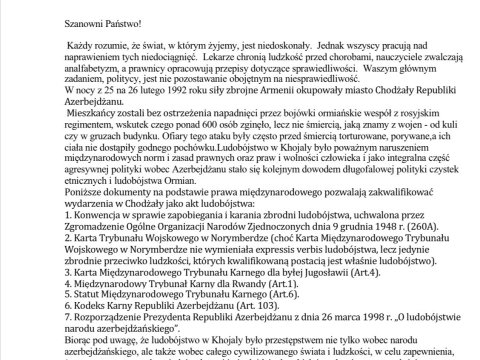 Soydaşlarımız Polşa seymini Xocalı soyqırımını tanımağa çağırıblar