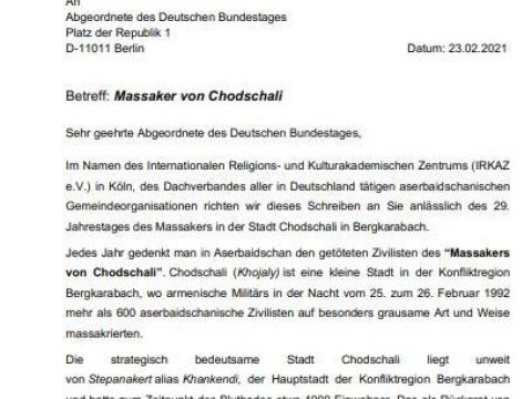 Soydaşlarımız Almaniya Bundestaqını Xocalı soyqırımını tanımağa çağırıb