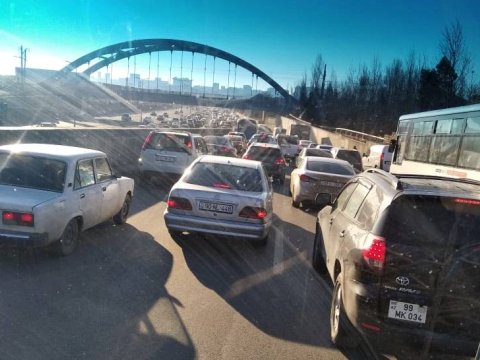 Bakı-Sumqayıt yolunda uzun tıxac -FOTOLAR