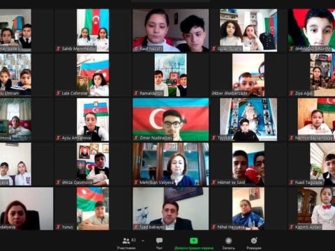 Şəhid övladları ilə virtual görüş - FOTO