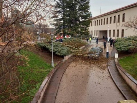 Türkiyənin parlament binasına ildırım düşdü - VİDEO