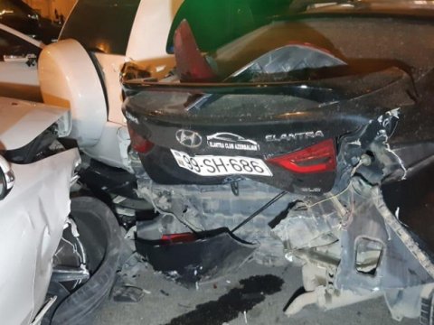 Bakıda 7 maşın bir-birinə çırpıldı - FOTO